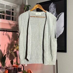 John Ashford Golf Mens XL Vest Sweater Sleeveless‎ Knit Linen Blend Gray